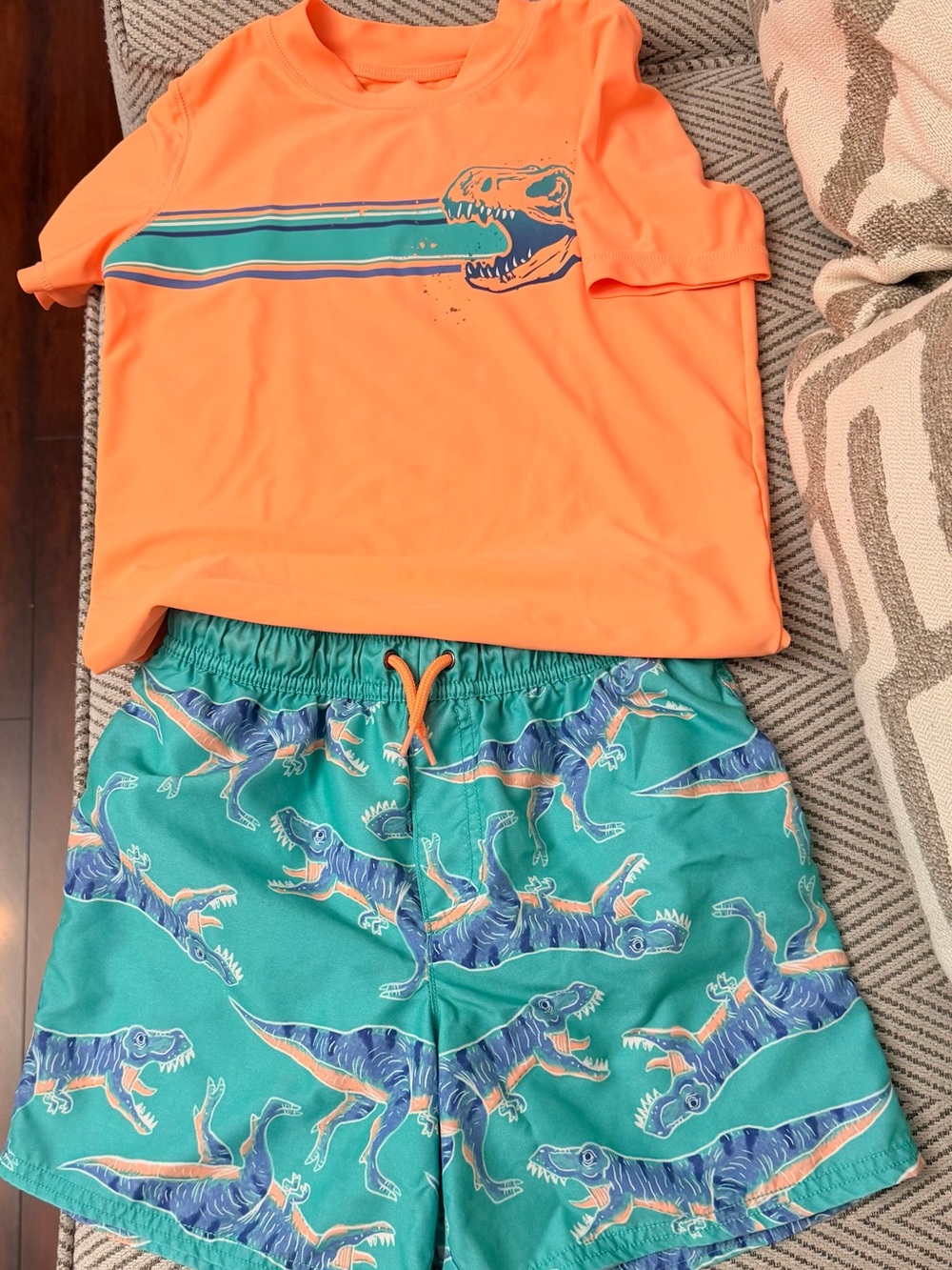 Carter's Orange Tee with Teal Dino Swim Short and Top